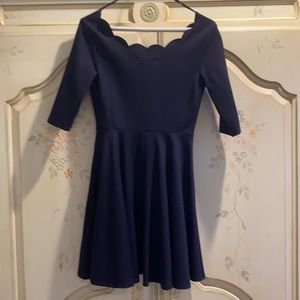 Lulu’s Zip Closure Scalloped Blue Dress